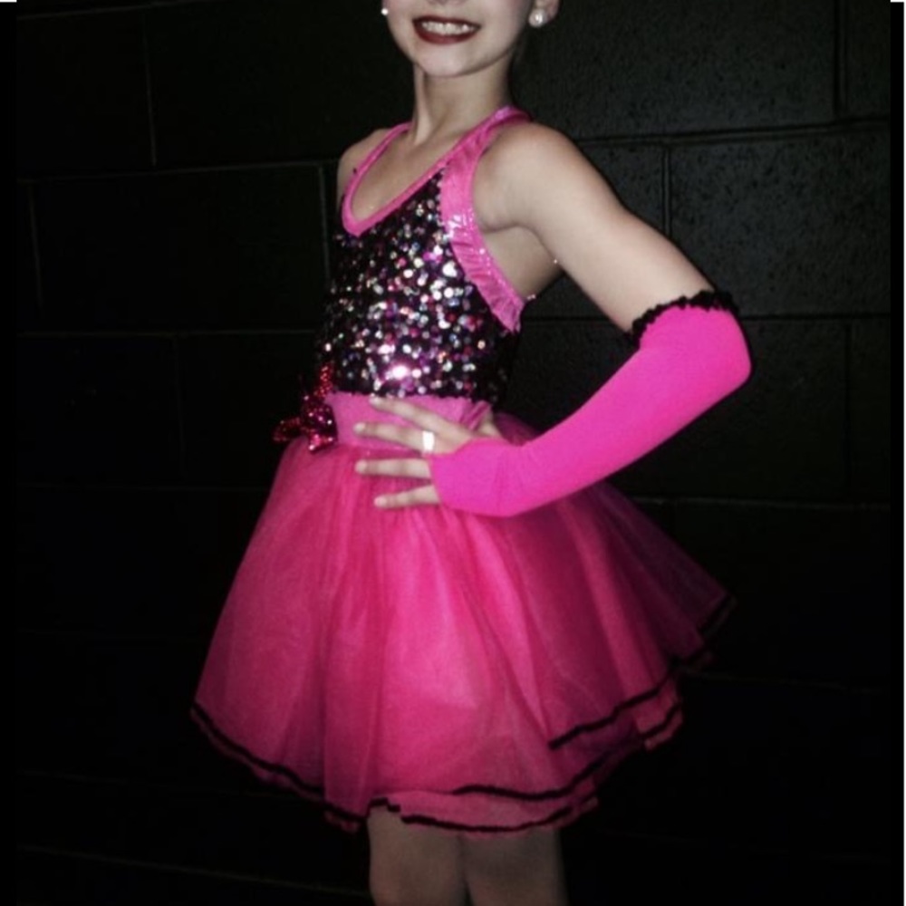 Pink and Black sequin Dance costume- A Wish Come True